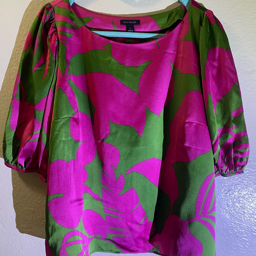 Ann Taylor Boxy Pink 3/4 Sleeve Blouse